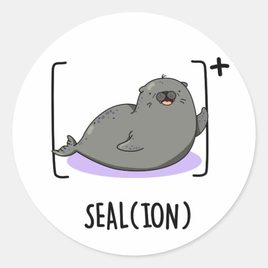 Siegel Ion Funny Sea Lion Pub Runder Aufkleber (Vorderseite)
