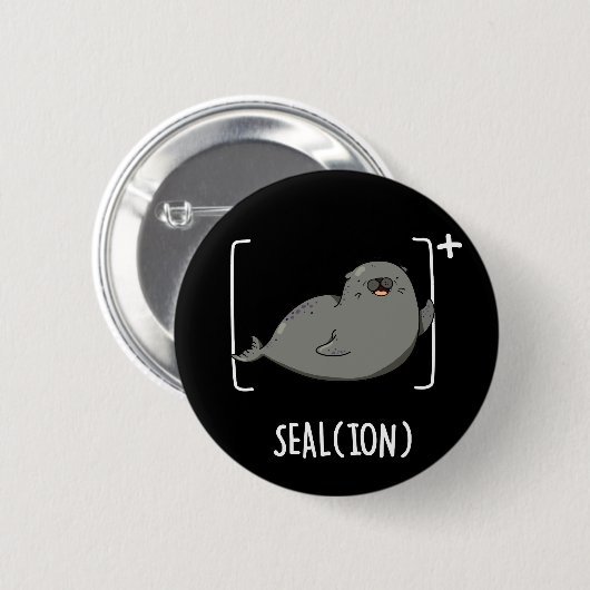 Siegel Ion Funny Sea Lion Pun Dark BG Button (Vorne & Hinten)