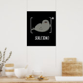 Siegel Ion Funny Sea Lion Pun Dark BG Poster (Küche)
