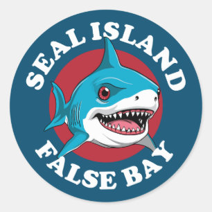 Siegel Island False Bay - Scuba Diving with Haie Runder Aufkleber