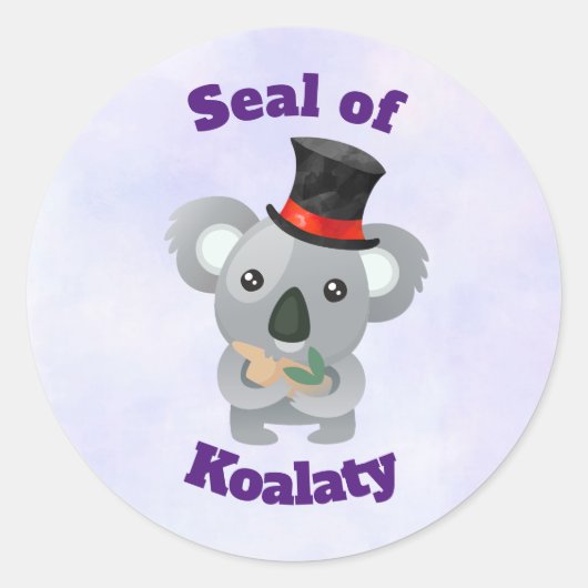 Siegel Koalaty mit Niedlichem Koala-Bär Runder Aufkleber (Vorderseite)