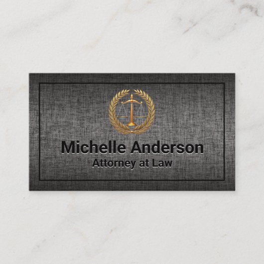 Siegel-Logo | Gray Fabric Texture Visitenkarte (Vorderseite)