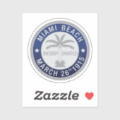 Siegel Miami Beach, Florida Aufkleber (Blatt)