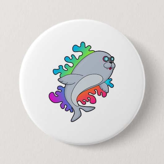 Siegel mit Brille Button (Vorderseite)