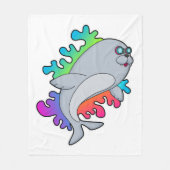 Siegel mit Brille Fleecedecke (Vorderseite)