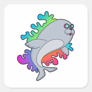 Siegel mit Brille Quadratischer Aufkleber