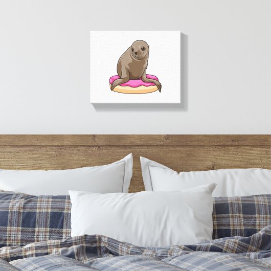 Siegel mit Donut Leinwanddruck (Insitu (Schlafzimmer))