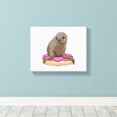 Siegel mit Donut Leinwanddruck (Insitu (Holzboden))