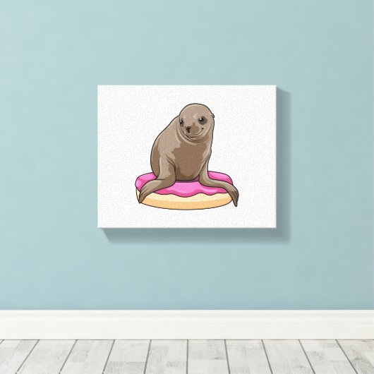 Siegel mit Donut Leinwanddruck (Insitu (Holzboden))