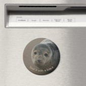 Siegel mit einem Kuss niedliches Baby-Grau-Siegel Magnet (In Situ (Geschirrspüler))