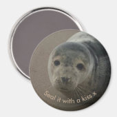 Siegel mit einem Kuss niedliches Baby-Grau-Siegel Magnet (Vorderseite/Rückseite)
