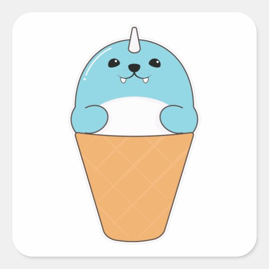 Siegel mit Eiscreme Quadratischer Aufkleber (Vorderseite)
