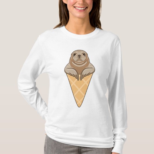 Siegel mit Eiscreme T-Shirt (Vorderseite)