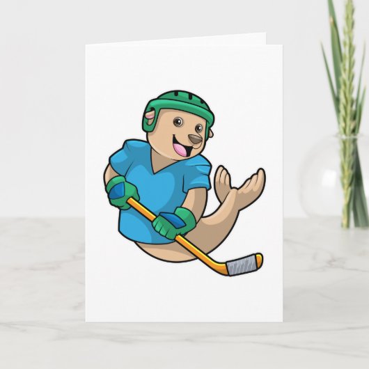 Siegel mit Eishockey und Eishockeyschläger Karte (Vorderseite)