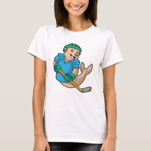Siegel mit Eishockey und Eishockeyschläger T-Shirt
