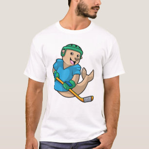 Siegel mit Eishockey und Eishockeyschläger T-Shirt