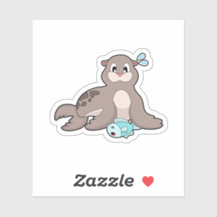 Siegel mit Fisch Aufkleber