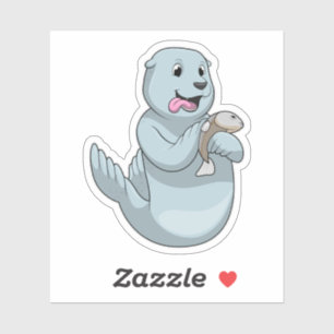 Siegel mit Fisch Aufkleber