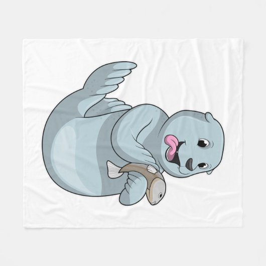 Siegel mit Fisch Fleecedecke (Vorderseite (Horizontal))