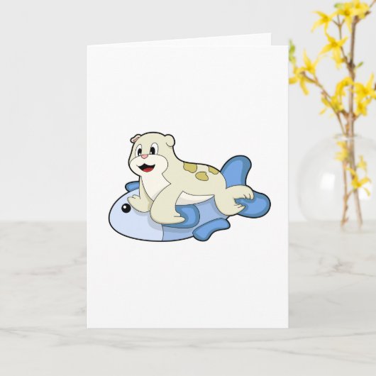 Siegel mit Fisch Karte (Gelbe Blume)