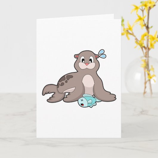 Siegel mit Fisch Karte (Gelbe Blume)