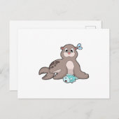 Siegel mit Fisch Postkarte (Vorne/Hinten)