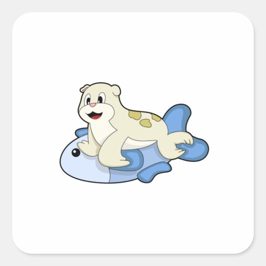 Siegel mit Fisch Quadratischer Aufkleber (Vorderseite)