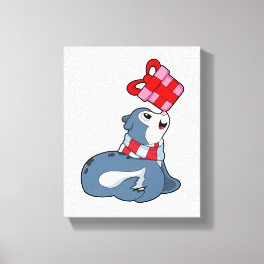 Siegel mit Geschenk Leinwanddruck (Vorderseite)