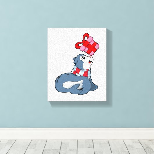 Siegel mit Geschenk Leinwanddruck (Insitu (Holzboden))