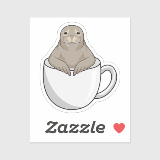 Siegel mit Kaffeetasse Aufkleber (Blatt)