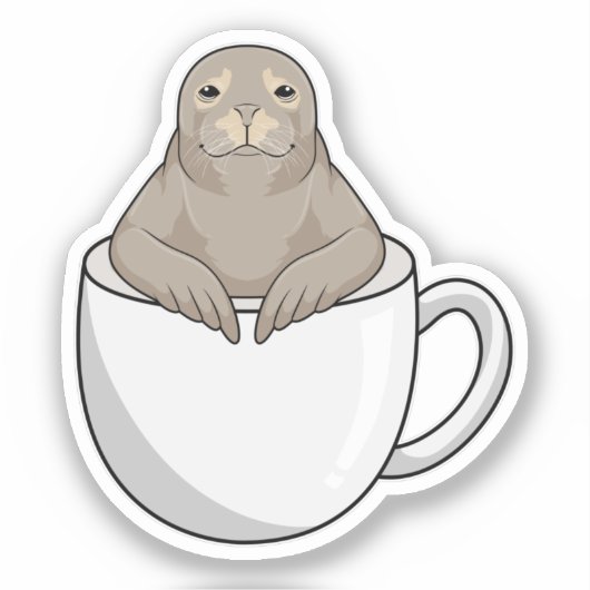 Siegel mit Kaffeetasse Aufkleber (Vorderseite)