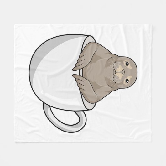 Siegel mit Kaffeetasse Fleecedecke (Vorderseite (Horizontal))