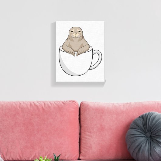 Siegel mit Kaffeetasse Leinwanddruck (Insitu (Wohnzimmer))