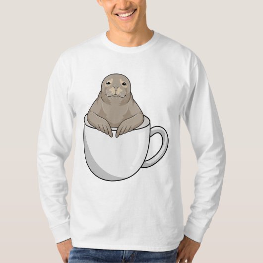 Siegel mit Kaffeetasse T-Shirt (Vorderseite)