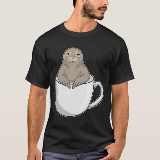 Siegel mit Kaffeetasse T-Shirt (Vorderseite)