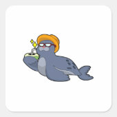 Siegel mit Kokosnuss Quadratischer Aufkleber (Vorderseite)