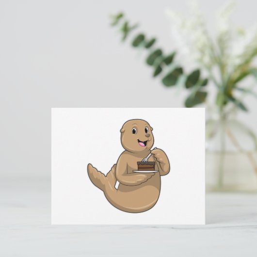 Siegel mit Kuchen Postkarte (Stehend Vorderseite)