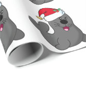 Siegel mit niedlichem Cartoon Weihnachtsmannmütze Geschenkpapier (Rolleneckpunkt)