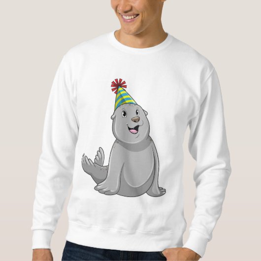 Siegel mit Party hat Party Sweatshirt (Vorderseite)