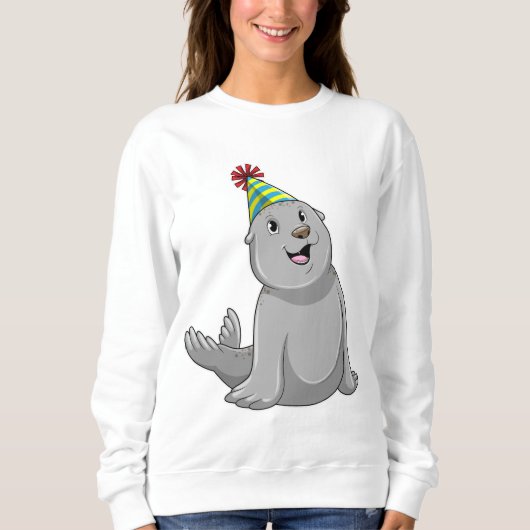 Siegel mit Party hat Party Sweatshirt (Vorderseite)