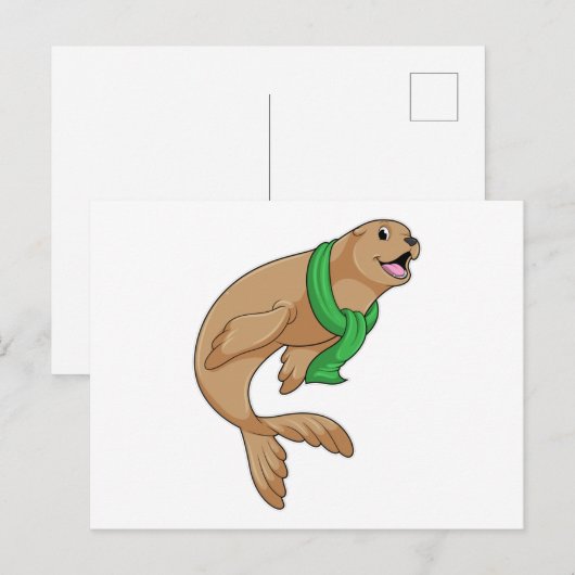 Siegel mit Scarf Postkarte (Vorne/Hinten)