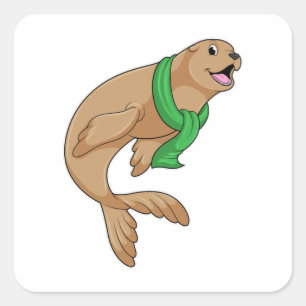 Siegel mit Scarf Quadratischer Aufkleber