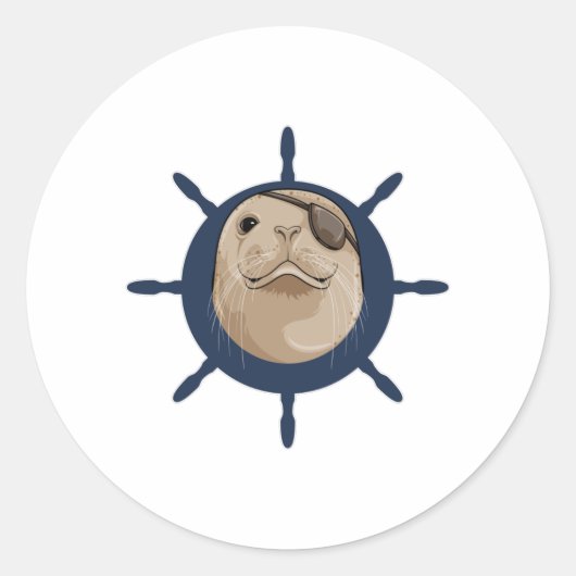 Siegel mit Schiffskruder Runder Aufkleber (Vorderseite)