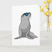 Siegel mit Sonnenbrille Karte (Gelbe Blume)