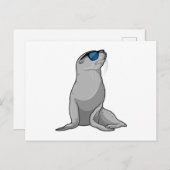 Siegel mit Sonnenbrille Postkarte (Vorne/Hinten)