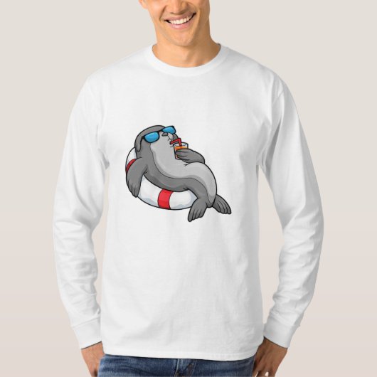 Siegel mit Swim-Ring & Drink T-Shirt (Vorderseite)