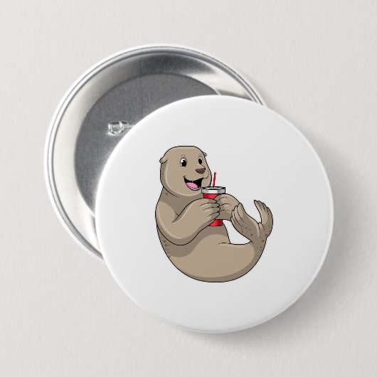 Siegel mit Tasse mit Stroh Button (Vorne & Hinten)