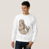 Siegel mit Tasse mit Stroh Sweatshirt (Vorne ganz)