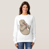 Siegel mit Tasse mit Stroh Sweatshirt (Vorne ganz)