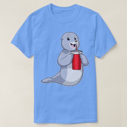 Siegel mit Trinktasse T-Shirt (Design vorne)